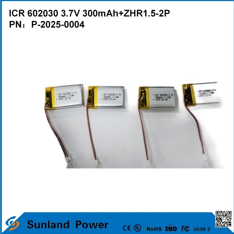 602030 3.7V 300mAh+ZHR1.5-2P Battery From Ultra-thin Design Flexible Compatibility For Various Small Smart Devices Bluetooth Earphones Wearable