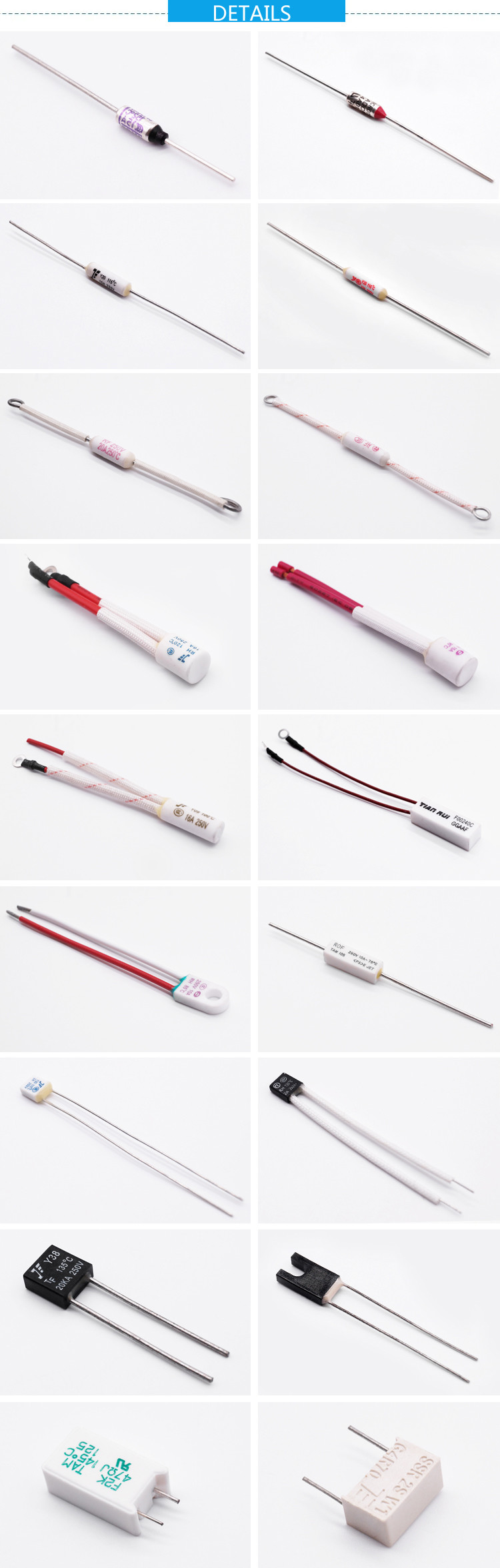 102C 115C 125C 130C 150C Square RH Thermal Fuse 10A 250V