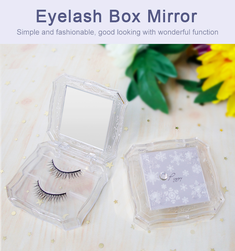 ODM Transparent Square Shaped False Eyelash Storage Case With Mirror