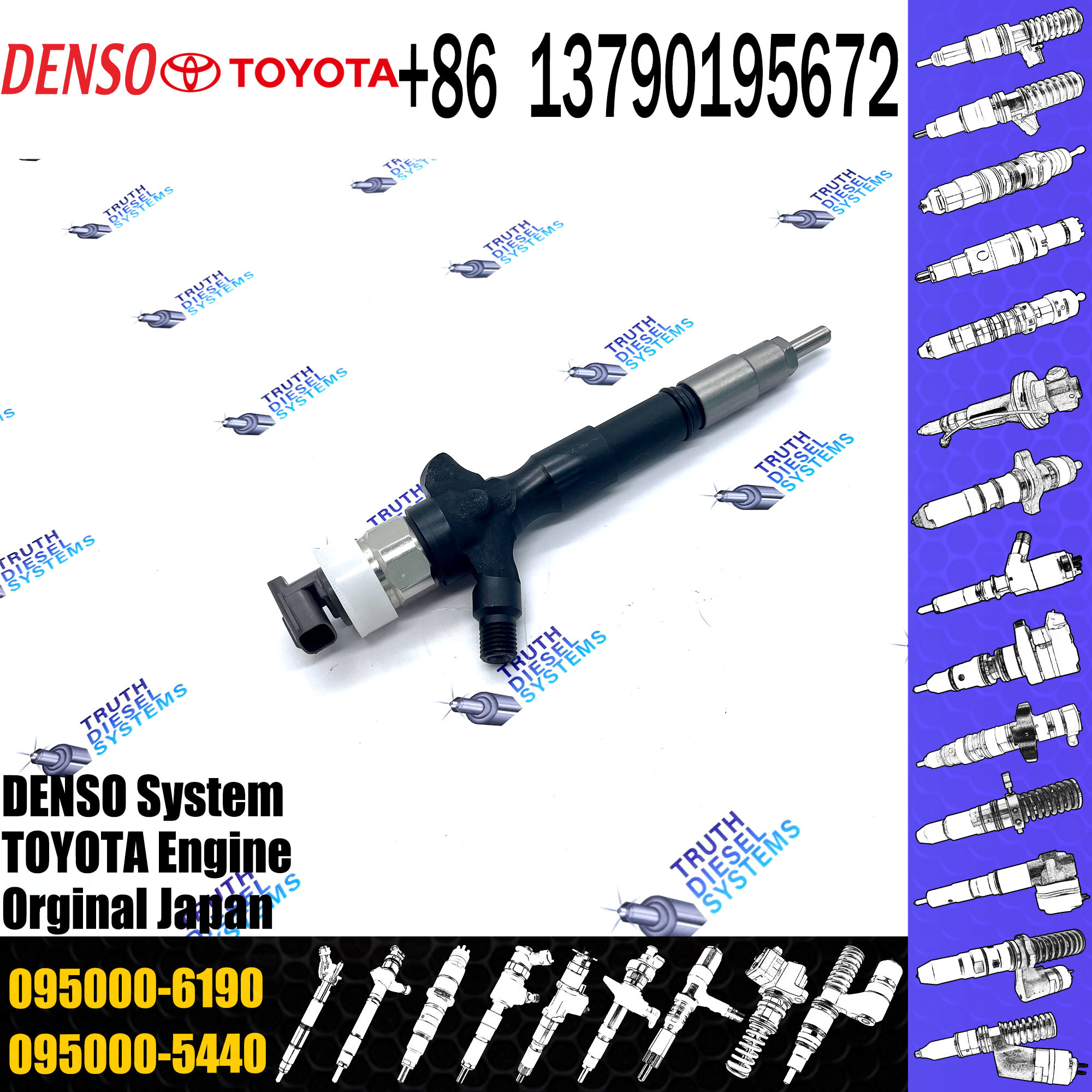 Common Rail Fuel Injector 23670-09060 23670-0L010 095000-6190 for Diesel Engine 2KD-FTV D4D
