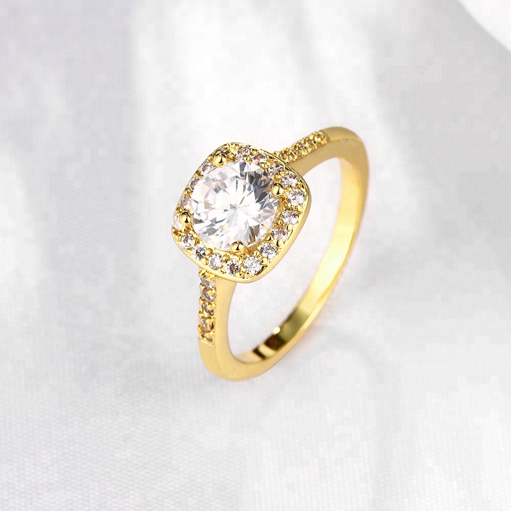 Diamond 18K Gold Plated Rings Size 5 - Size 10 Women Engagement Ring