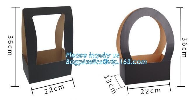 Flower Carrier Twisted Handle Rope Ribbon Tie Paper Carry Bag Shopping,Flower shop logo printing kraft paper flower pack