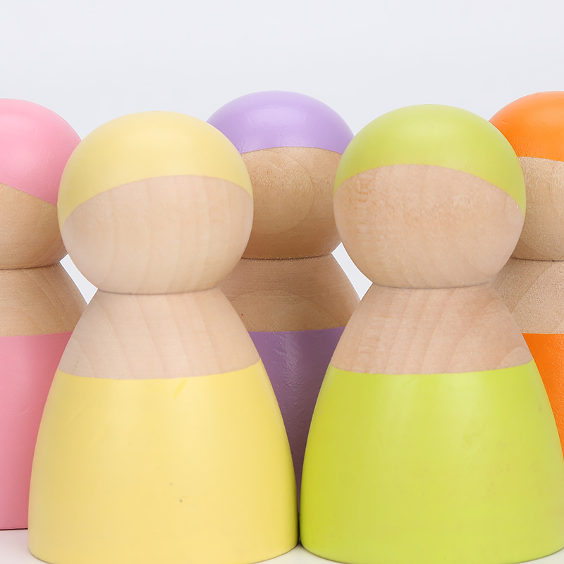 Brown 18cm Rainbow Wooden Building Blocks Toy Creative Educational