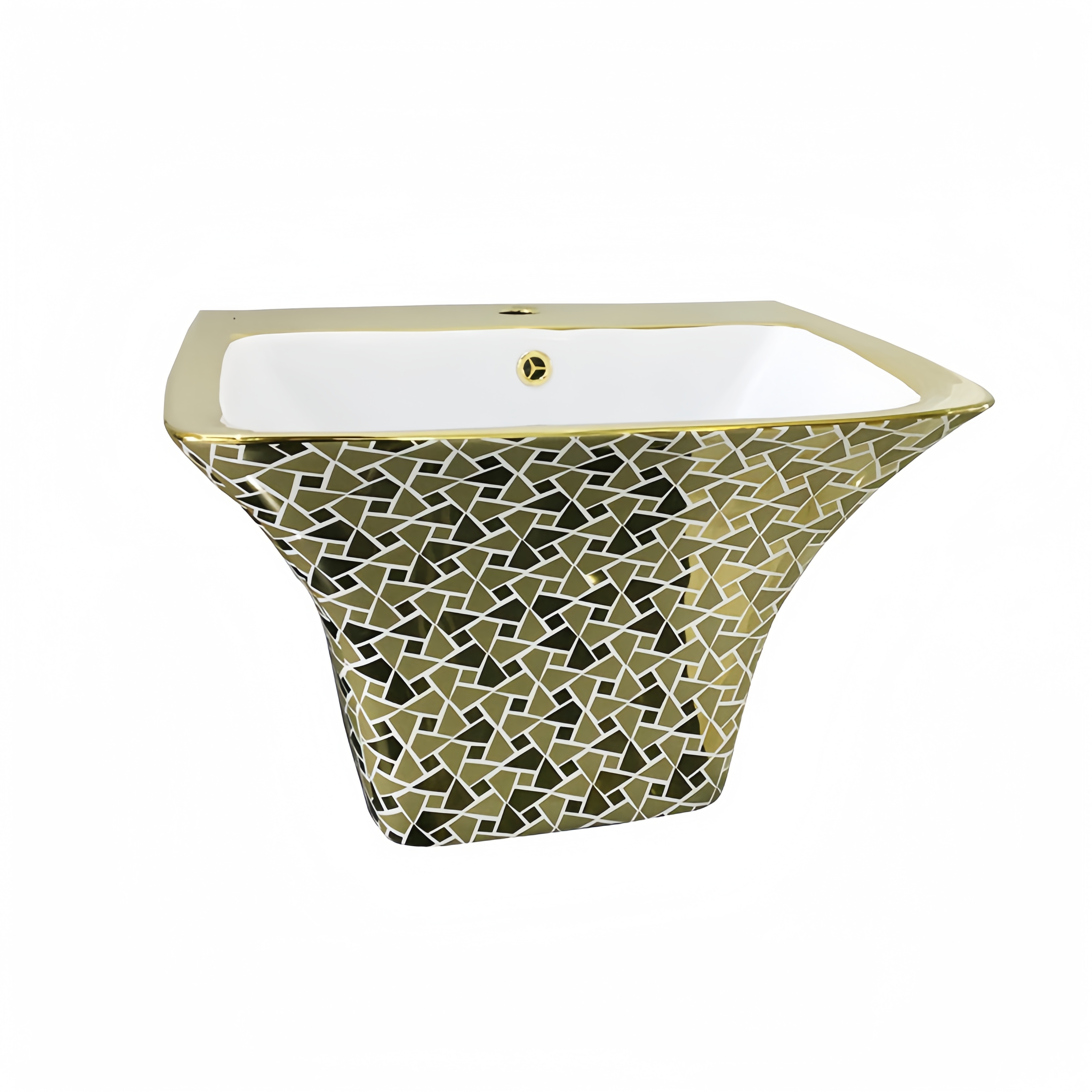 Custom One Piece Toilet Pedestal Ceramic Sanitary Ware Sink for Luxury Hotel Bathroom