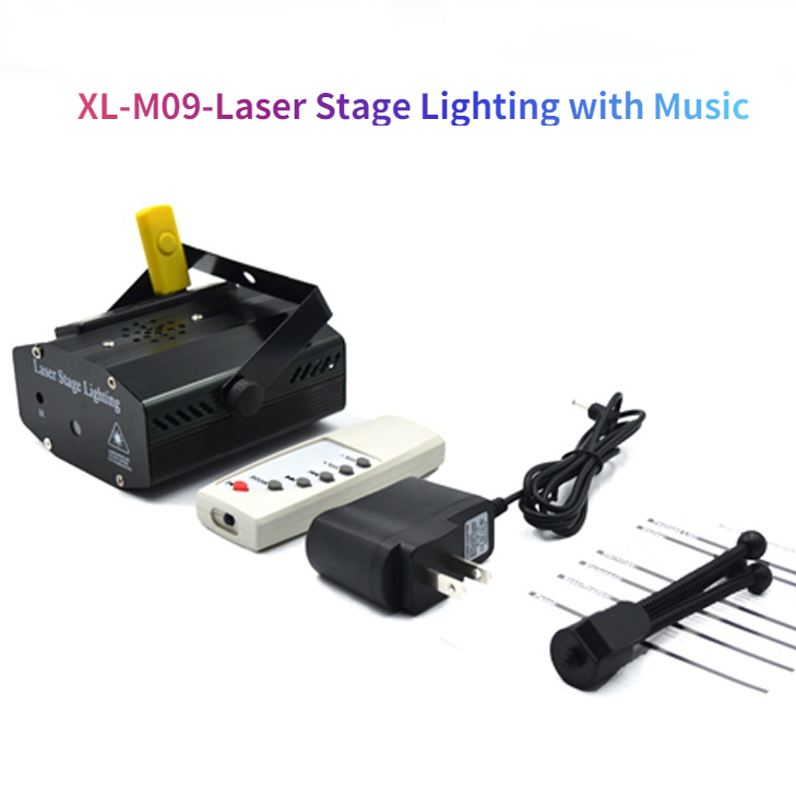 Mini Laser Stage Lighting Sound Activated with Music, USB and Remove Control RGB DJ Disco Stage Laser Light