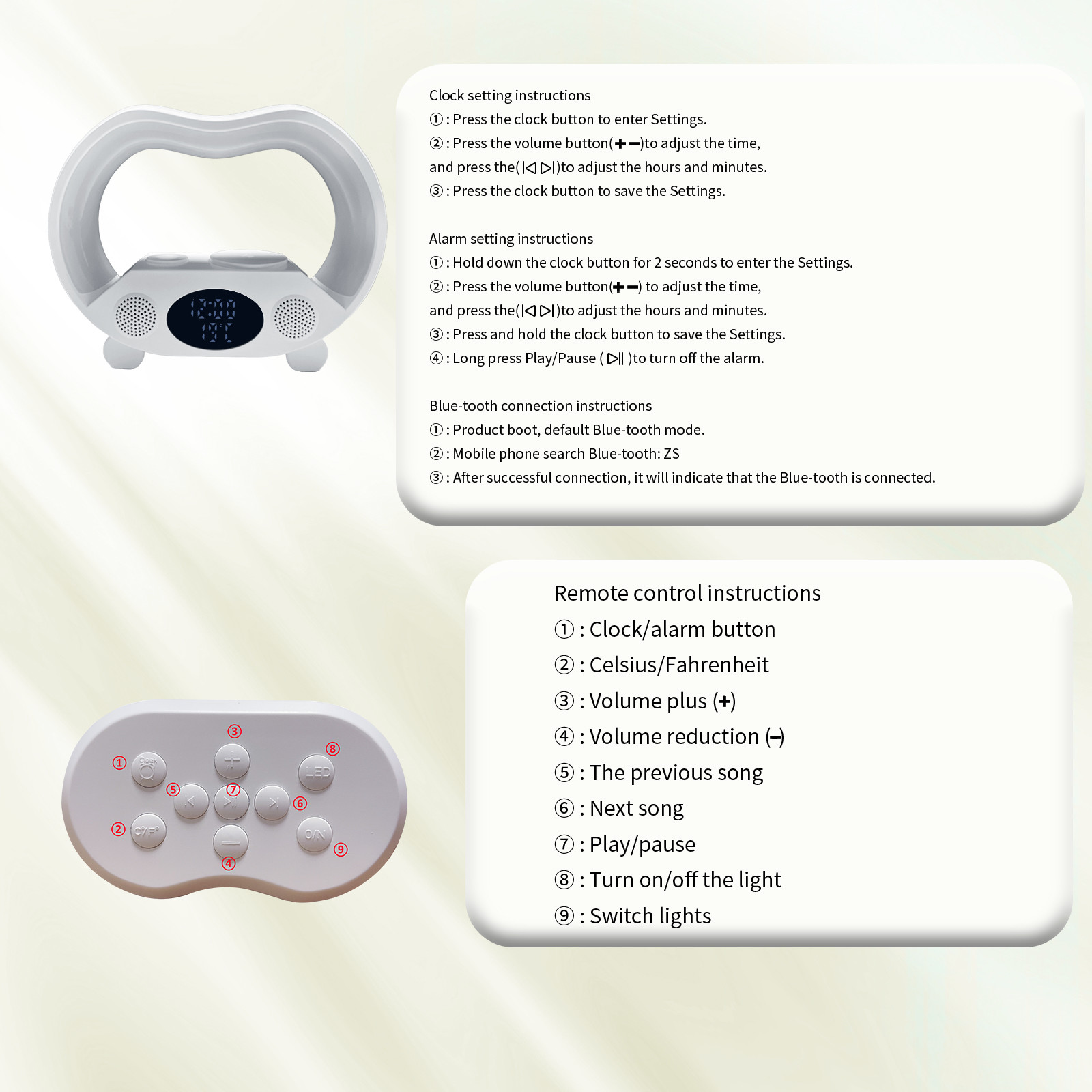 15W Fast Charging Speaker Wireless Charger with Colored Lights and Bluetooth ABS Material