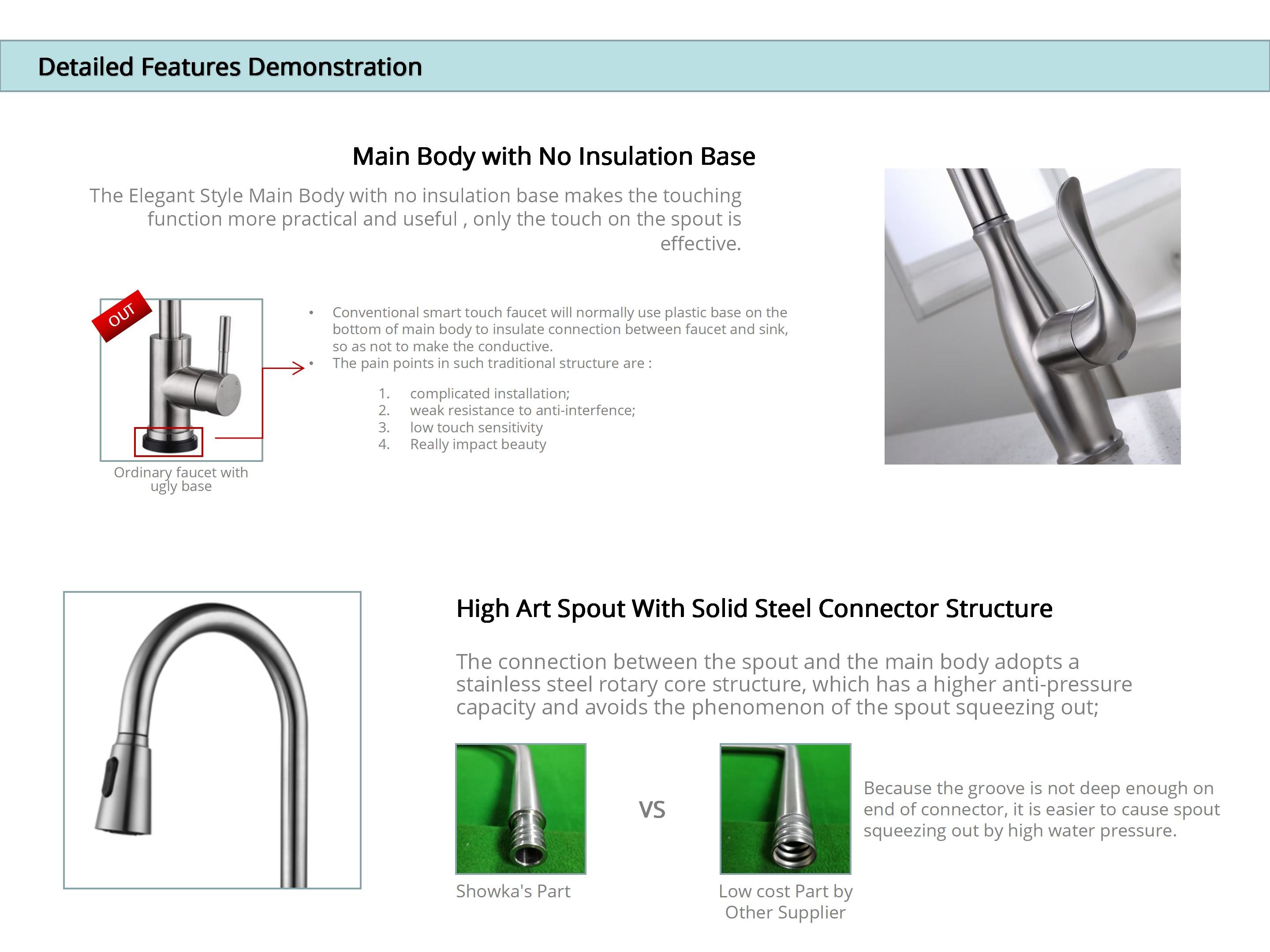 PEX Hose Touch Sensitive Kitchen Faucet Gooseneck