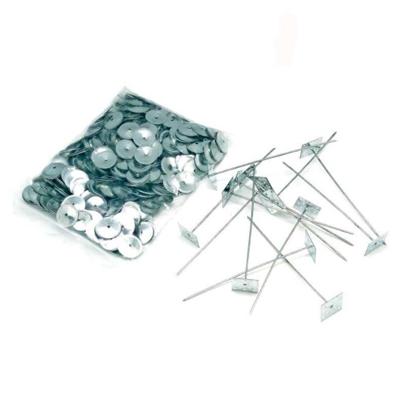 Steel Self Adhesive Insulation Hangers , Rockwool Insulation Pin 24*24 Base Size