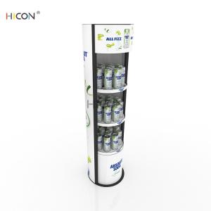 3-Tiers White Graphics Beverage Kiosk Displays Shelf Design