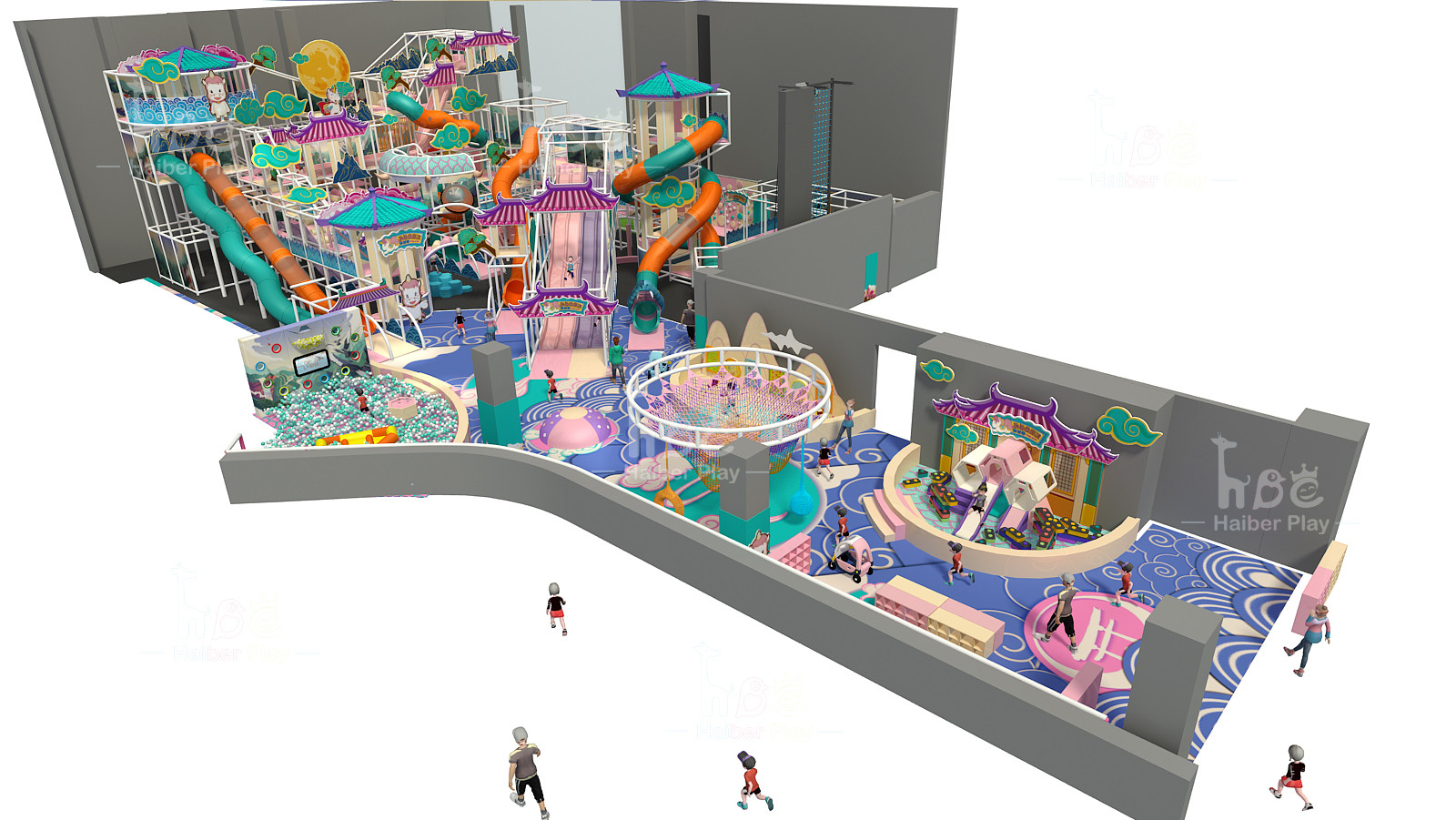 Forest Themed Indoor Climbers & Play Structures Large Playground Equipment