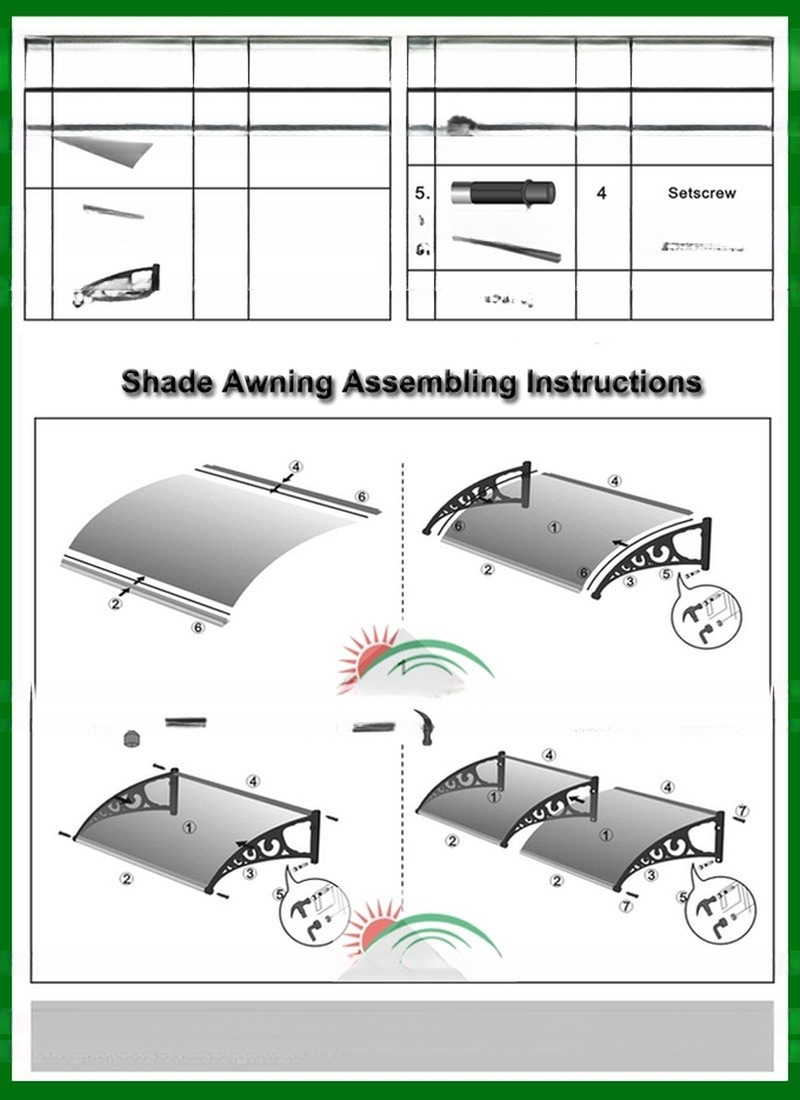 Chemical Pressure Treated PC Sheet Awning Canopy for Bus Station and Window Covering