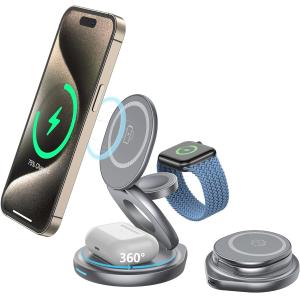 Private Mold 3 In 1 Magnetic Phone Stand Rotated Folding With Wireless Charging
