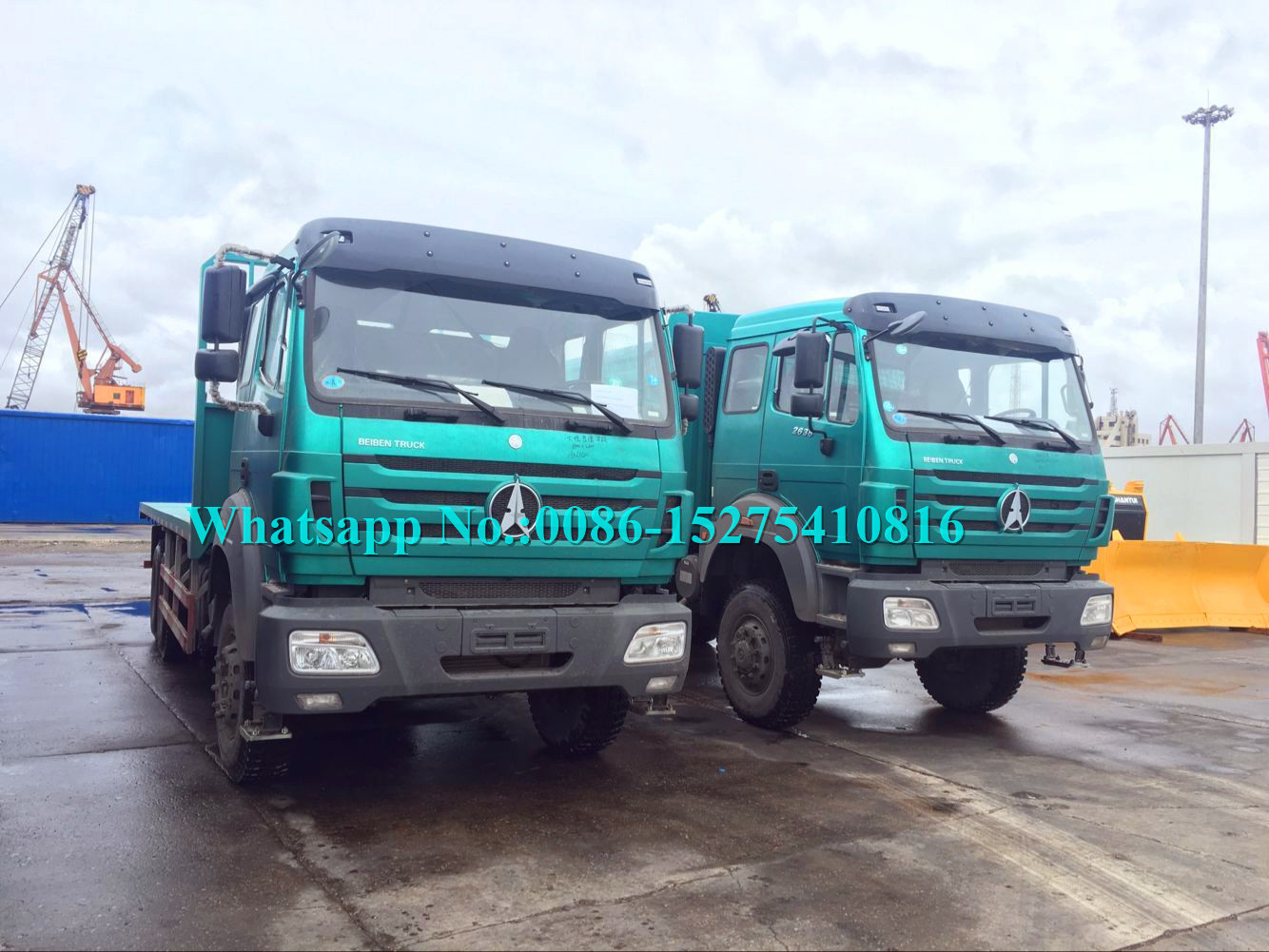 25-30 Ton North Benz Heavy Cargo Truck 2642 420hp Lemon Green Color ND1255B50J