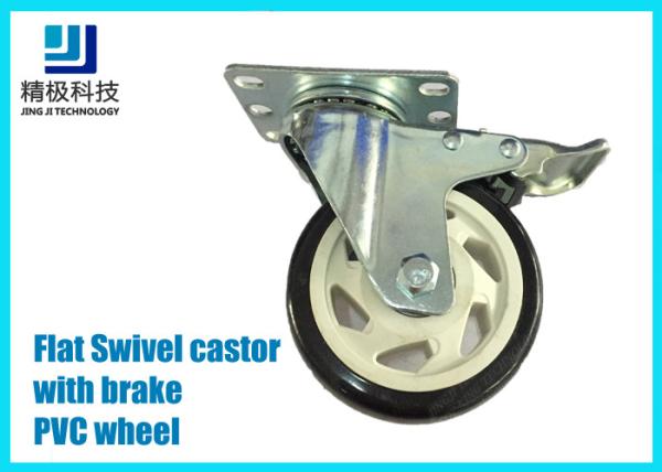 3-5 inch PVC / ESD Flat Free Swivel Caster Wheels Plate - mount With Brake