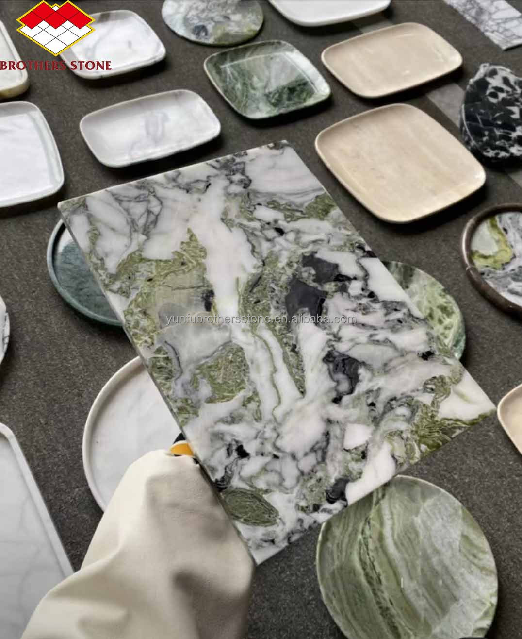 2024 Hotel Marble Cut-To-Size Dining Set with Modern Marble Pattern Plates and Bowls