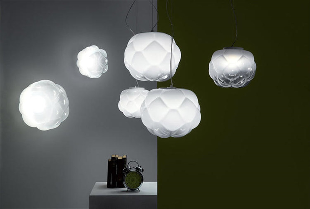 Postmodern Design Glass Cloud Flower Led Pendant Lights For Kitchen Dining Room Bedside Suspension lamp(WH-GP-100)