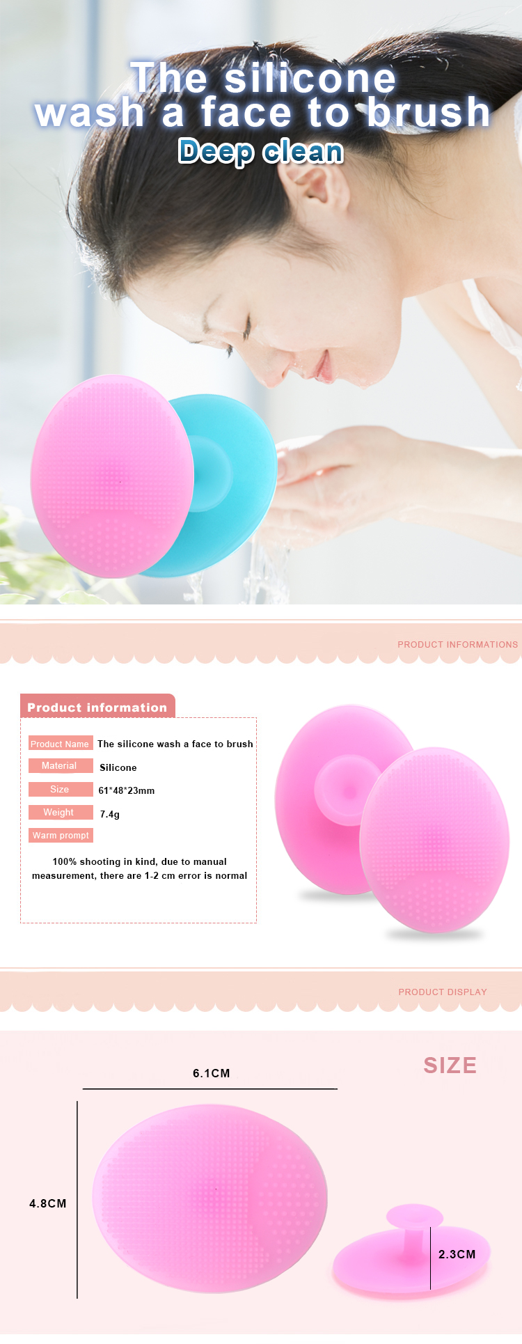 Ergonomic Silicone Facial Cleansing Brush With Telescopic Handle