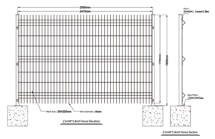 Metal Pvc Coated 3d Security Fence Easily Assembled