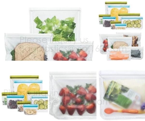 Reusable Food Storage Freezer PVC Snack Bags FDA Approved Food-Grade PEVA Leak
