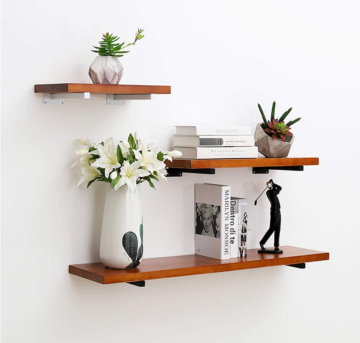 Customized Industrial Floating Shelf Bracket Wall Mounted Metal Shelving Supports in Black