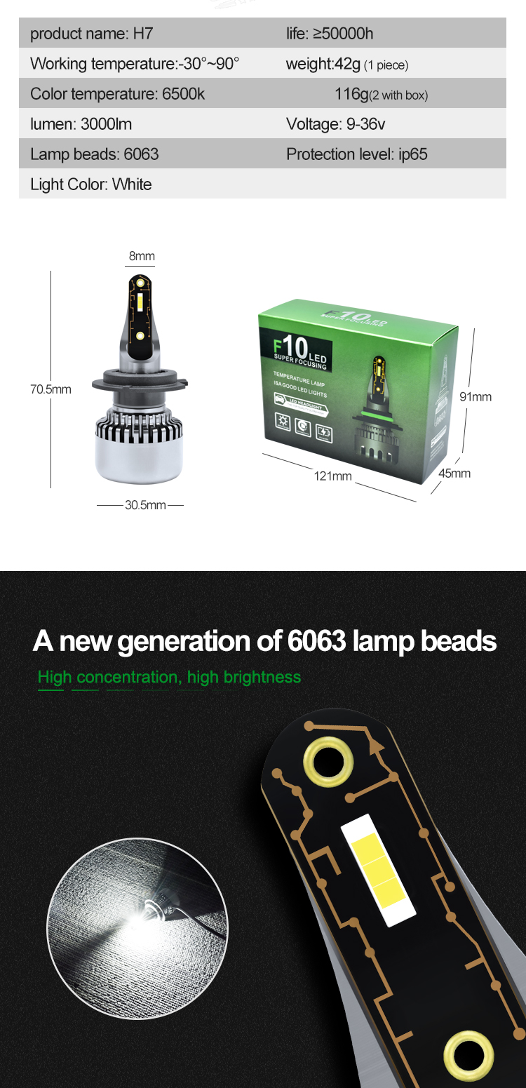 9004 Universal LED Headlight Bulbs 60W High Power H7 H1 H11 H4