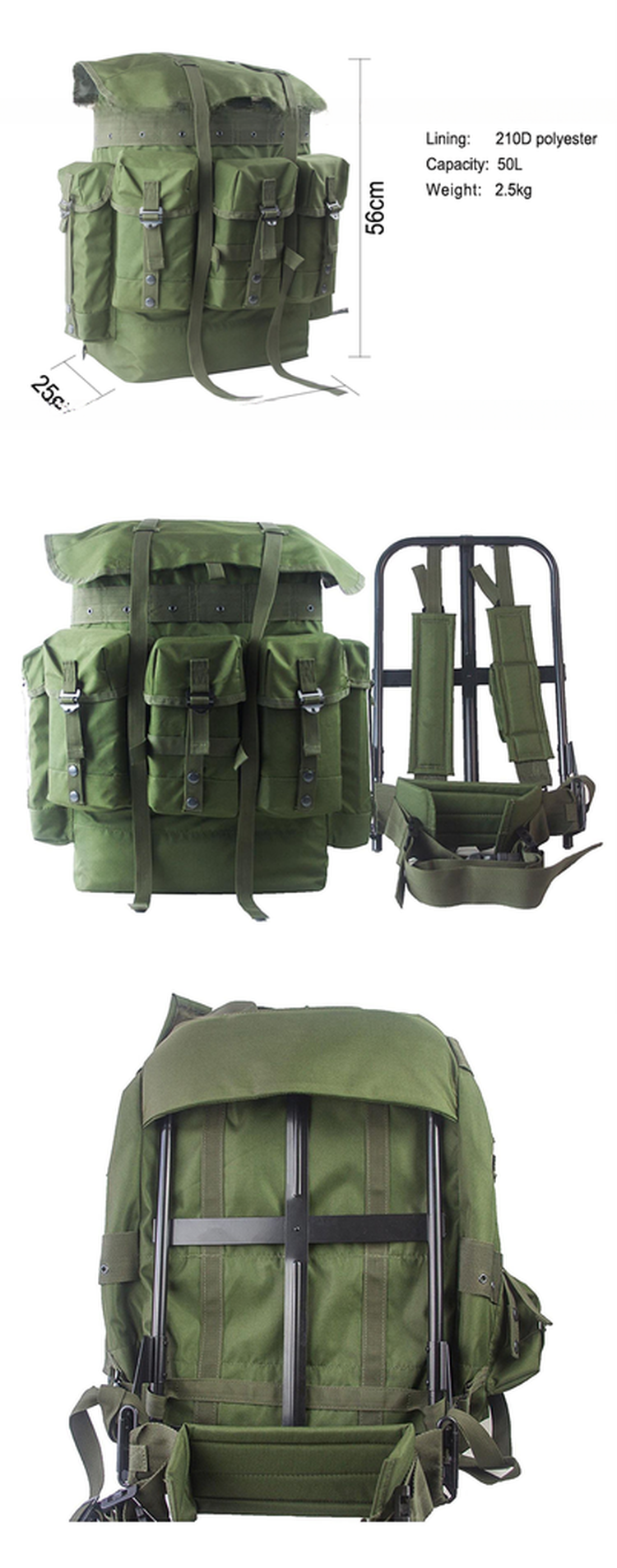 Waterproof Mountaineering Backpack with Aluminum Frame Iron Frame and Large Capacity