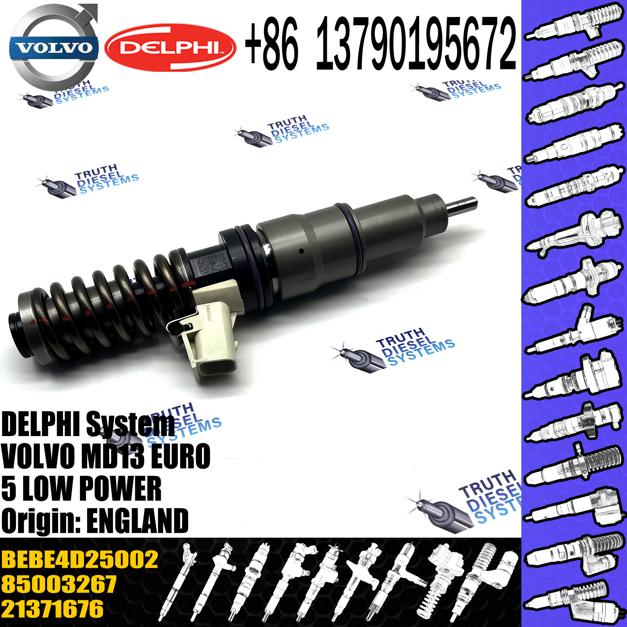 injector common rail injector 3801391 BEBE4D25102 For VOL MD13 EURO diesel fuel injector BEBE4D25002