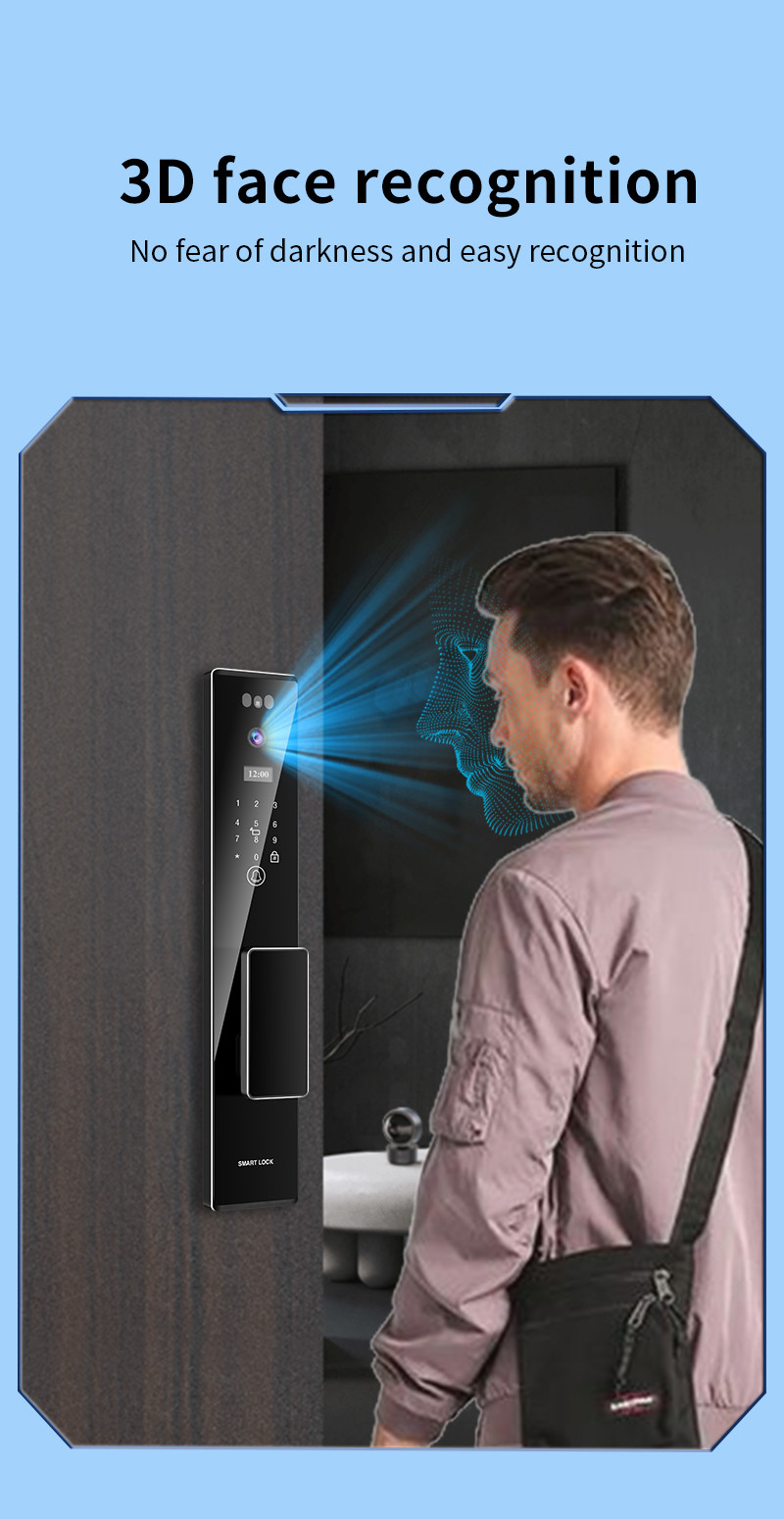 3D Face Recognition Tuya APP Intercom Camera Biometric Fingerprint Smart Locks For Home