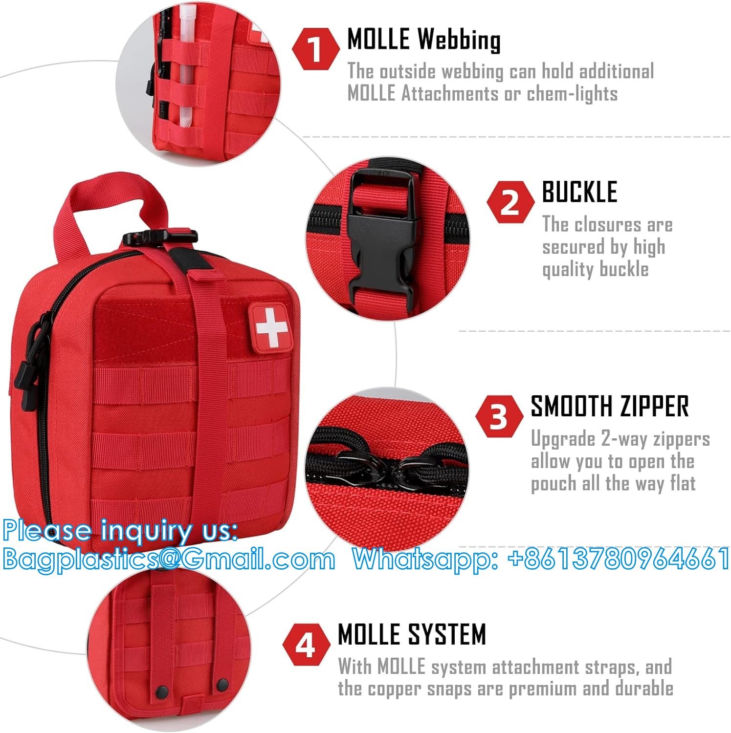 Tactical First Aid Pouch, Molle EMT Pouches Rip-Away Military IFAK Medical Bag Outdoor Emergency Survival Kit Quick