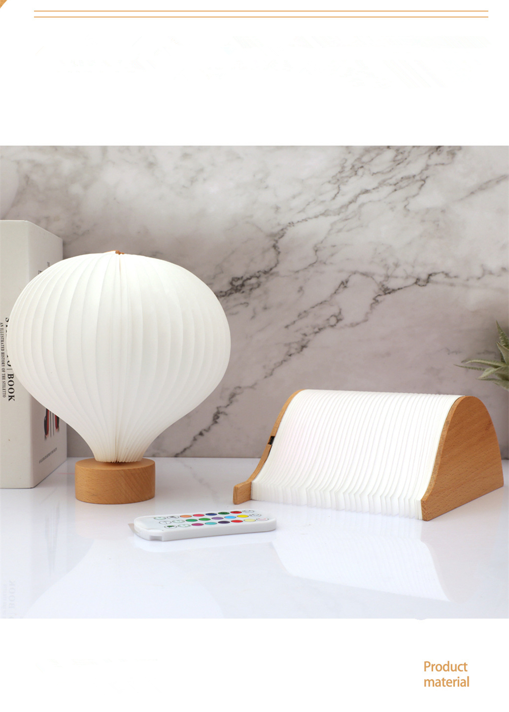 Bedside Real Wood Table Lamp Creative Hot Air Balloon Design Dupont Paper Night Lights Gifts
