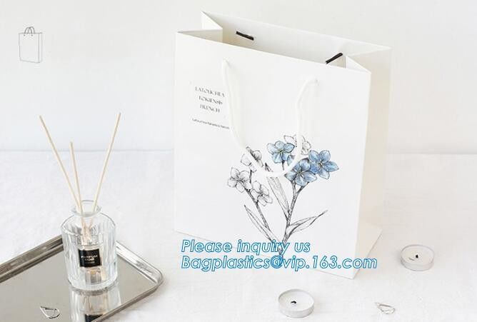 Flower carrier bag with different color customized pot plants kraft paper bag with handle,stamping logo fancy paper flow
