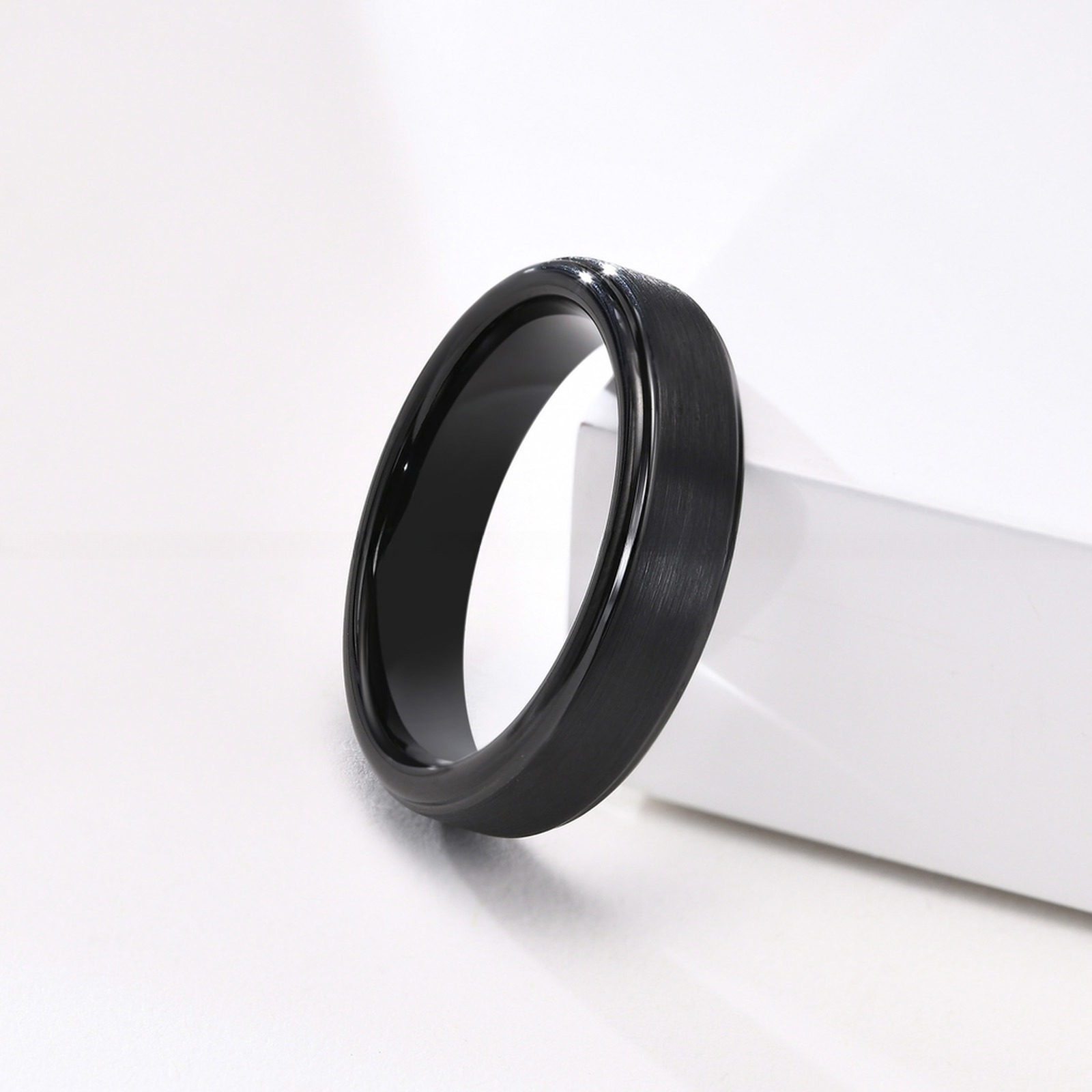 5mm Silver/Gold/Black Basic Tungsten Carbide Ring Brushed Step Edge Men Women Engagement Promise Wedding Band