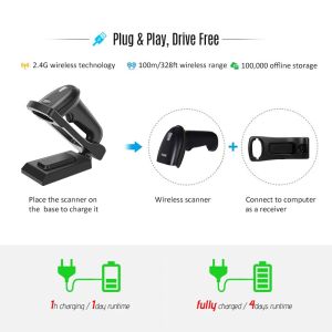 2D Bluetooth Barcode Scanner Auto Sense Handheld Wireless QR Code Scanner