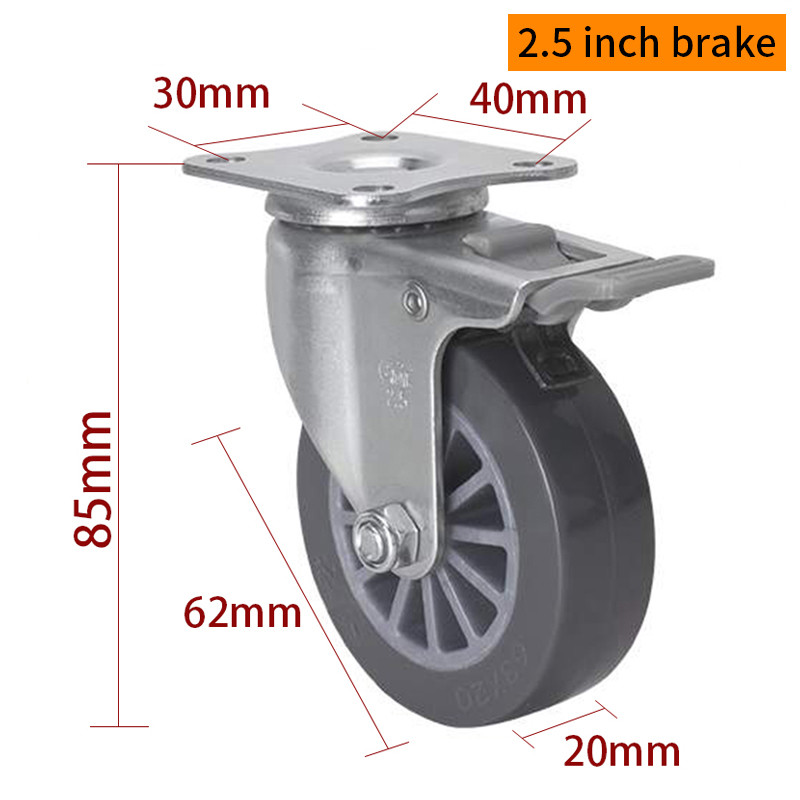 Industrial Swivel Casters 2.5 Inch 62mm Small Caster Wheels For Furniture