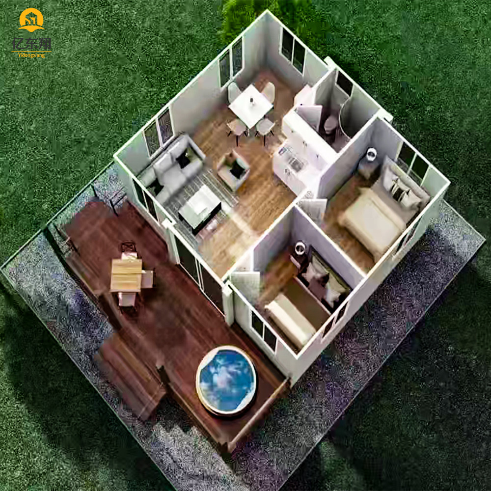 Eco Friendly Prefab Steel Frame House Double Wing Expandable Container House