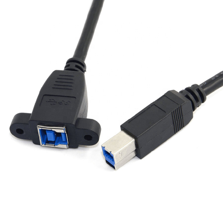 Screw Locking Stud Male To Female Panel Mount USB 3.0 Type B Printer Extension Cable