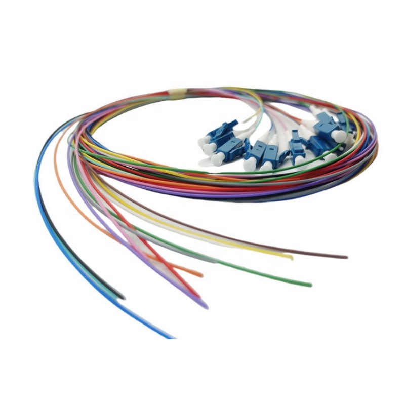 LC UPC Connector Type Colorful Fiber Optic Pigtail for FTTH Equipment 1M/1.5M 12cores