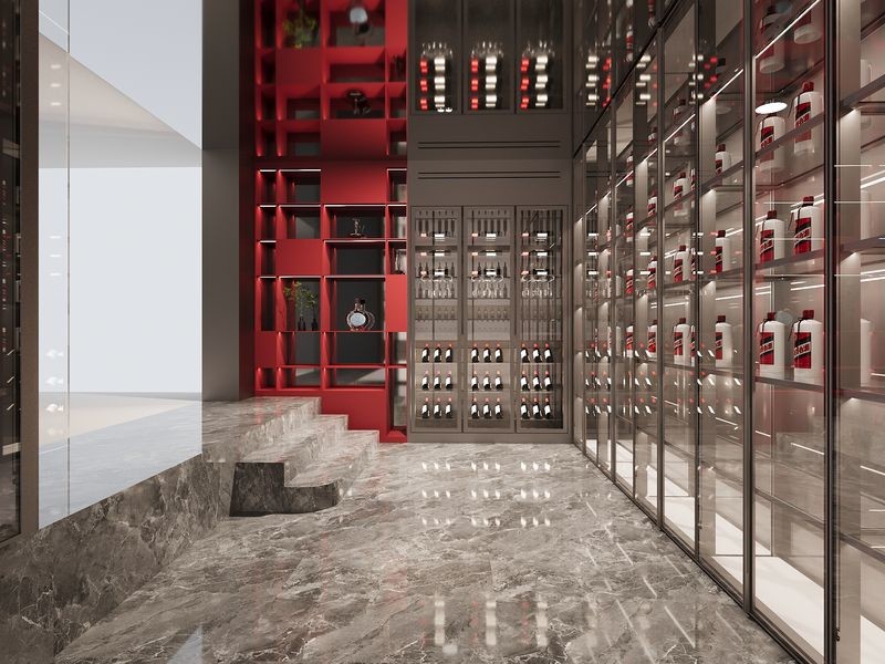 Opulent U-Shaped Stainless Steel Wine Cabinet Wine Display Cabinet For Home