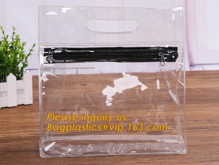 Plastic Bag OEM Custom PVC Loop Handle Image Printed Plastic Shopping Bag,Promotional Clear Waterproof Plastic Cosmetic