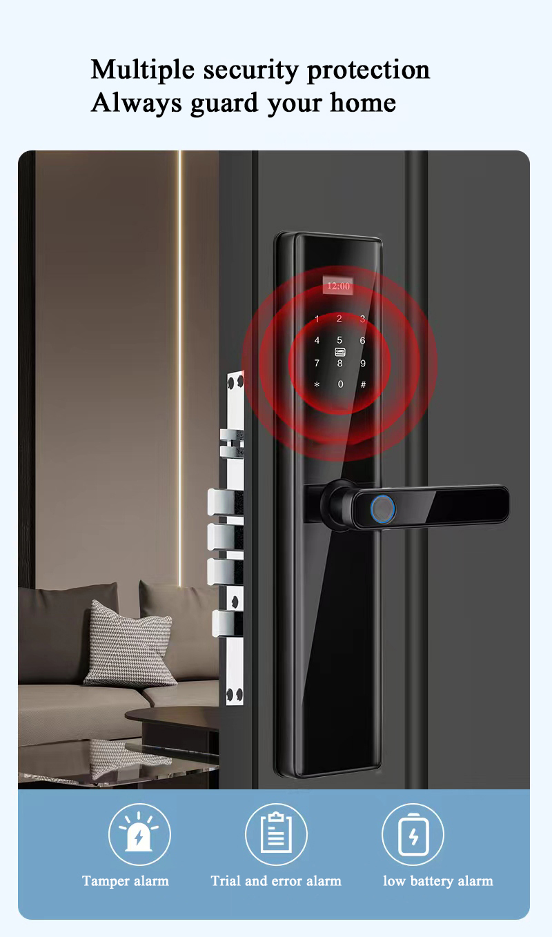 5kg Fingerprint Biometric Door Lock Passcode IC Card Bluetooth Door Lock