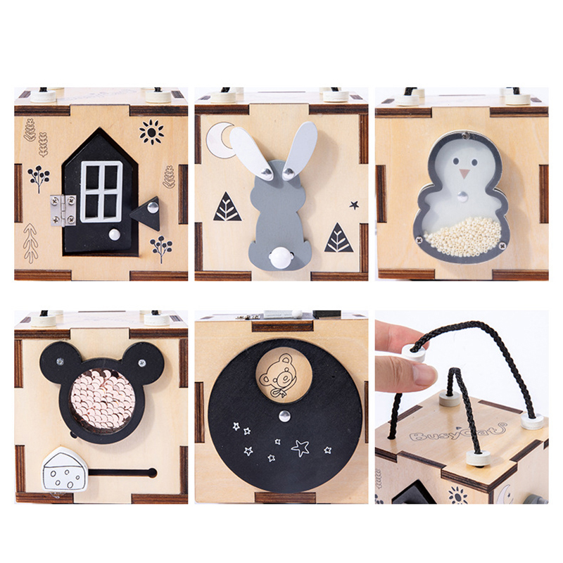Children Unisex Montessori Wooden Busy Board For Fine Motor Skills Trave