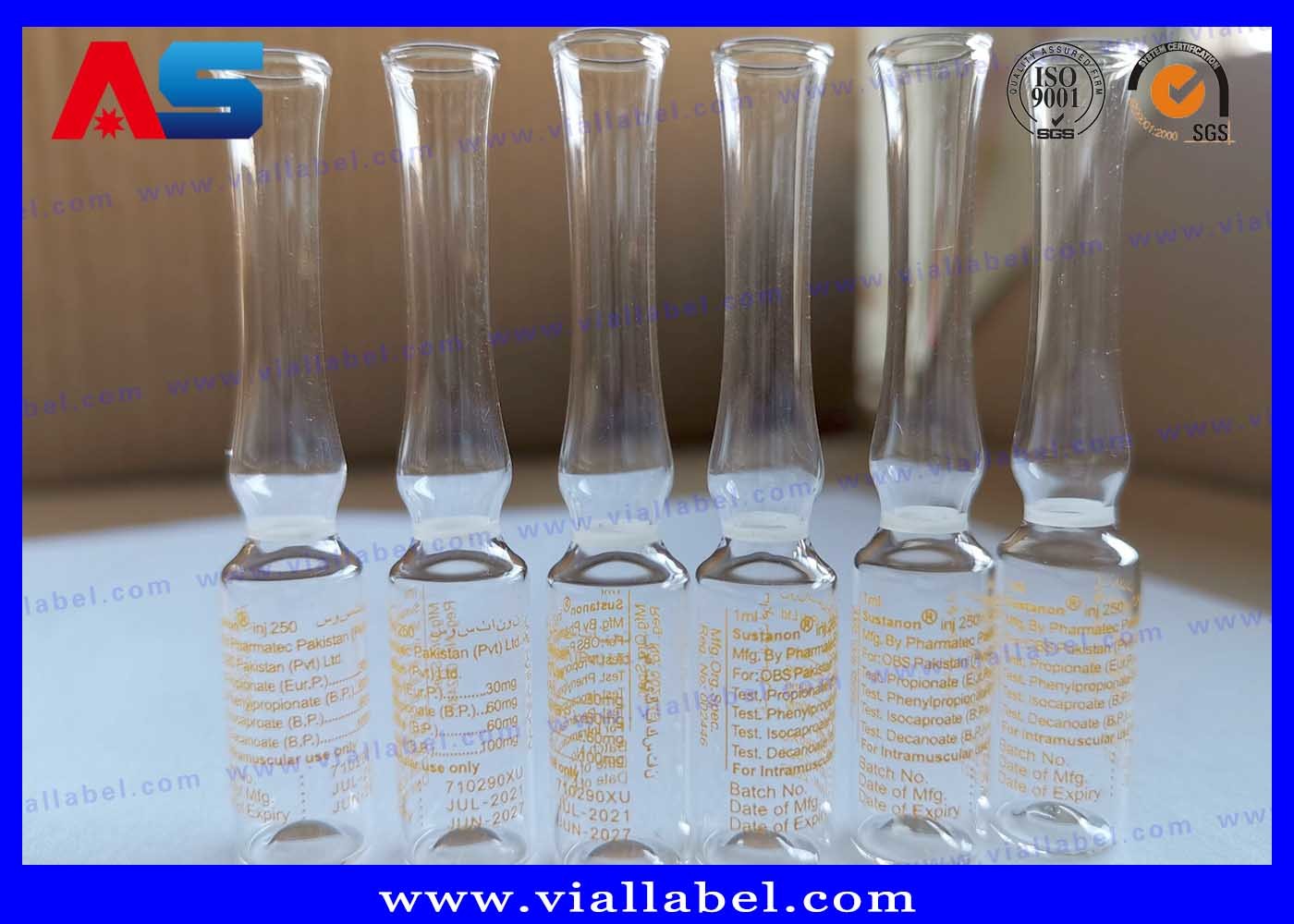 Printed 1ml Clear Medical Injection Glass Ampoule 10x60mm Neutral Borosilicate Material