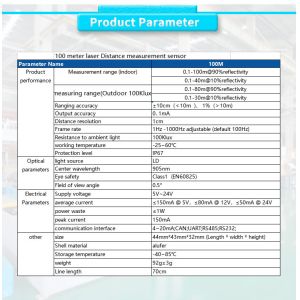 High Accuracy Mini RS485 RS232 Lidar Laser Distance Sensor -25-60°C 0.1-100m
