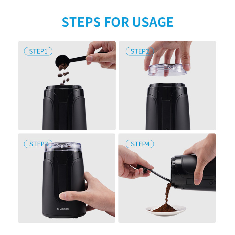 40g Small Automatic Espresso Maker , Mini Spice Bean Matte Black Coffee Grinder