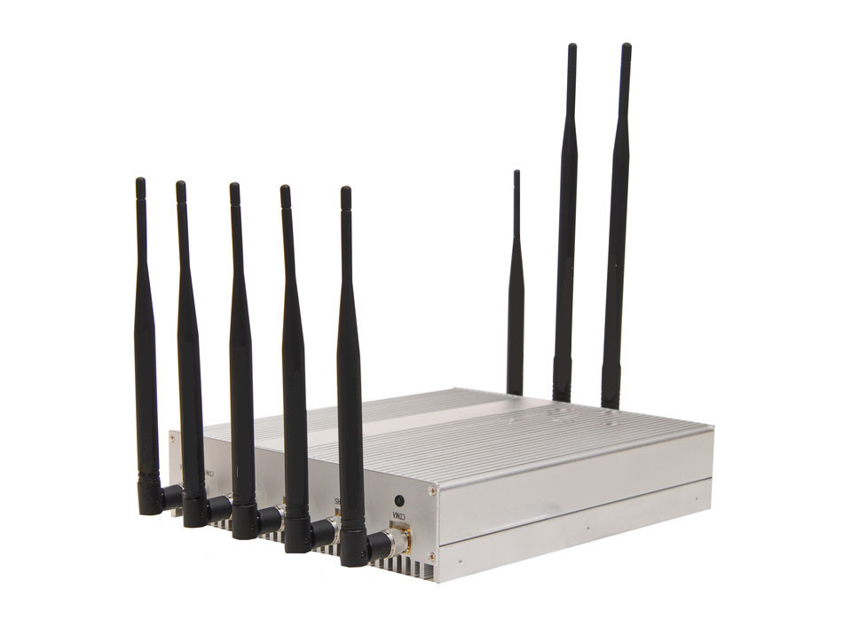 UHF VHF 3G Mobile Phone Signal Jammer 25 Meters 8 Antenna Jammer