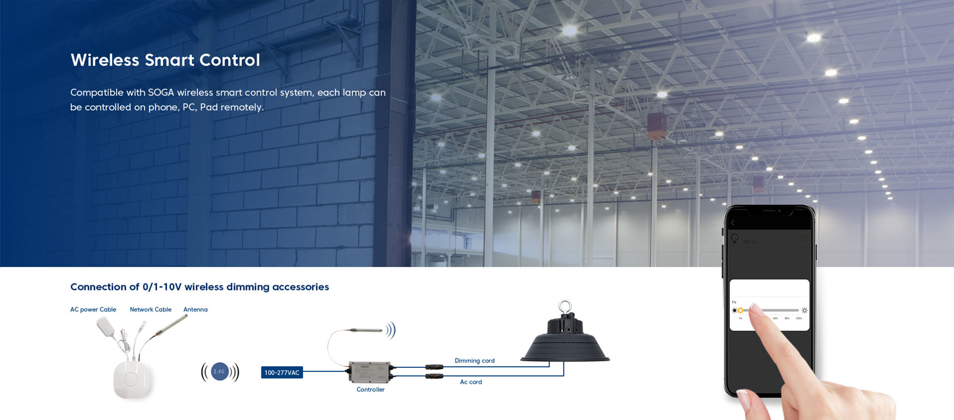 Light Weight 100W LED UFO High Bay Light Suspended Aluminum Housing
