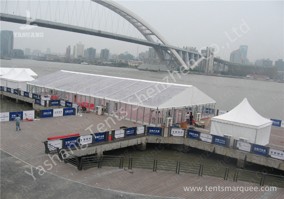 25m Width Hard Glass Wall Clear Top Tent Aluminum Alloy Main Profile