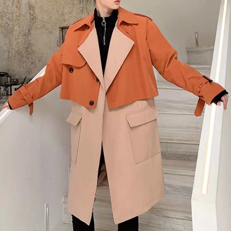 New Fashion Black Men Custom Bomber Trench Coat