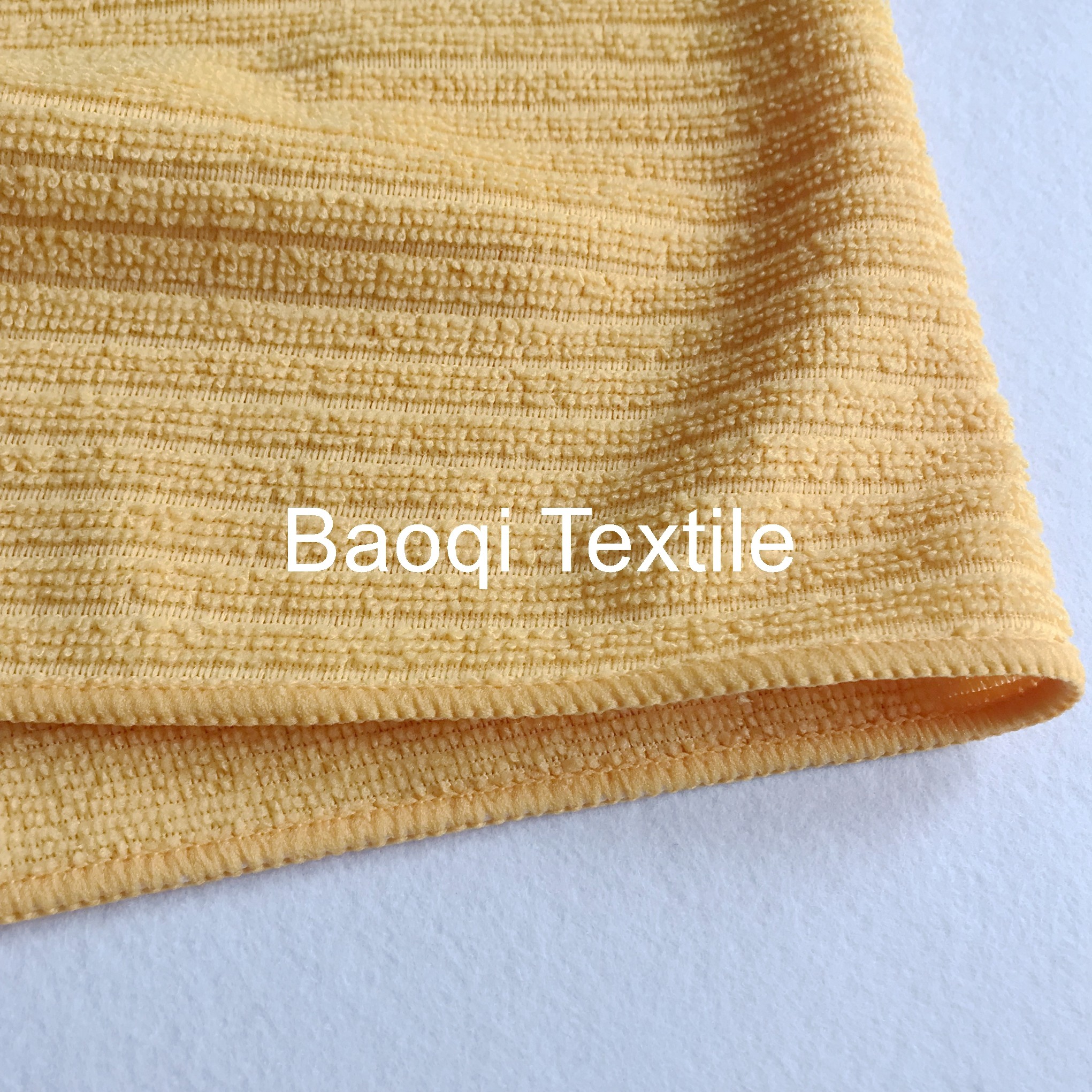 Yellow popular solid single stripe dish rags microfiber tea towels wipes,single side kitchen cleaning rags size 16*16“