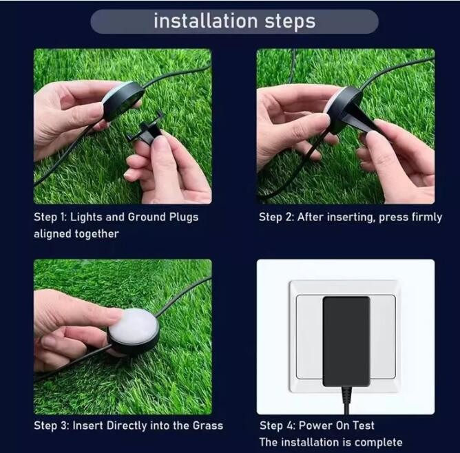 Tuya APP RGBIC Outdoor Lawn Lights Strings Plug 15 Bulbs Wifi